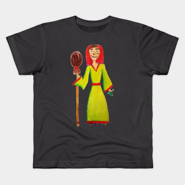 Witch with broom Kids T-Shirt by lileCa